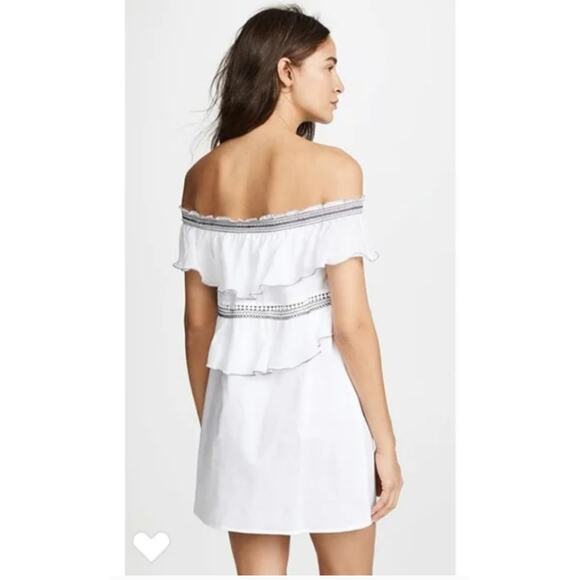 Kisuii Bohemian Tiered Off Shoulder Cotton Mini Dress cottagecore beachwear - Picture 2 of 10